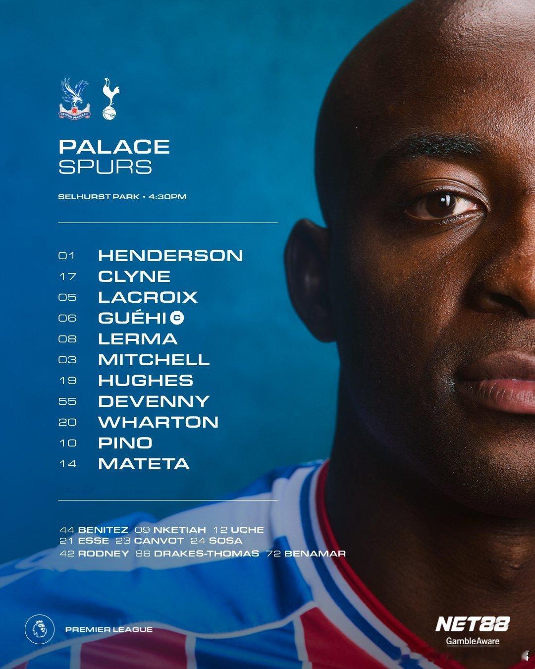 水晶宫vs热刺 首发阵容⬇️ 00:30开赛！水晶宫首发：1-亨德森、17-克莱