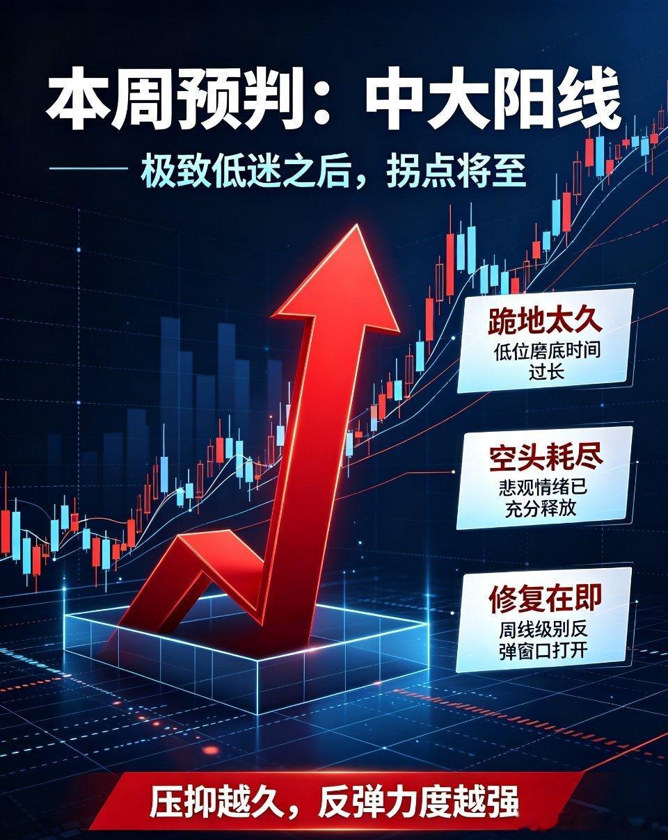 本周预判：A股周线中大阳线将至！极致阴跌后，拐点已近纵观当前周线级别格局与市场情