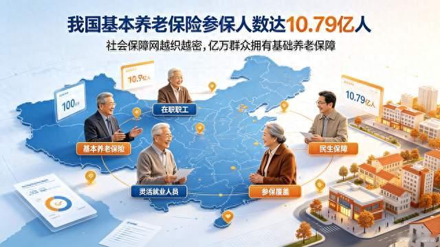 最新报告截至9月底，我国基本养老保险参保人数达10.79亿人