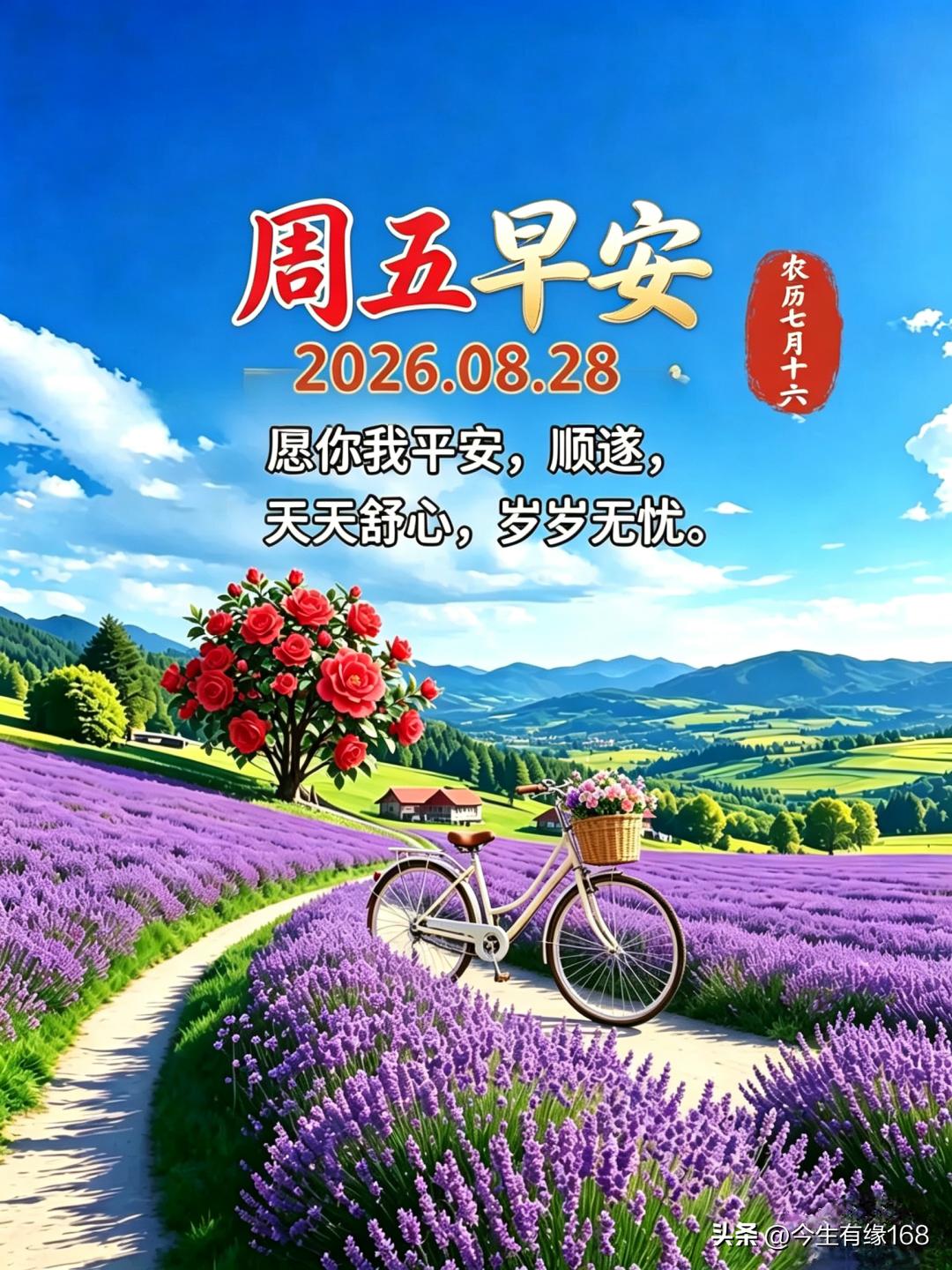 🌻周五早安🍂
 
迎着朝阳，奔赴崭新的一日。不必事事苛求完美，只求日子踏实安