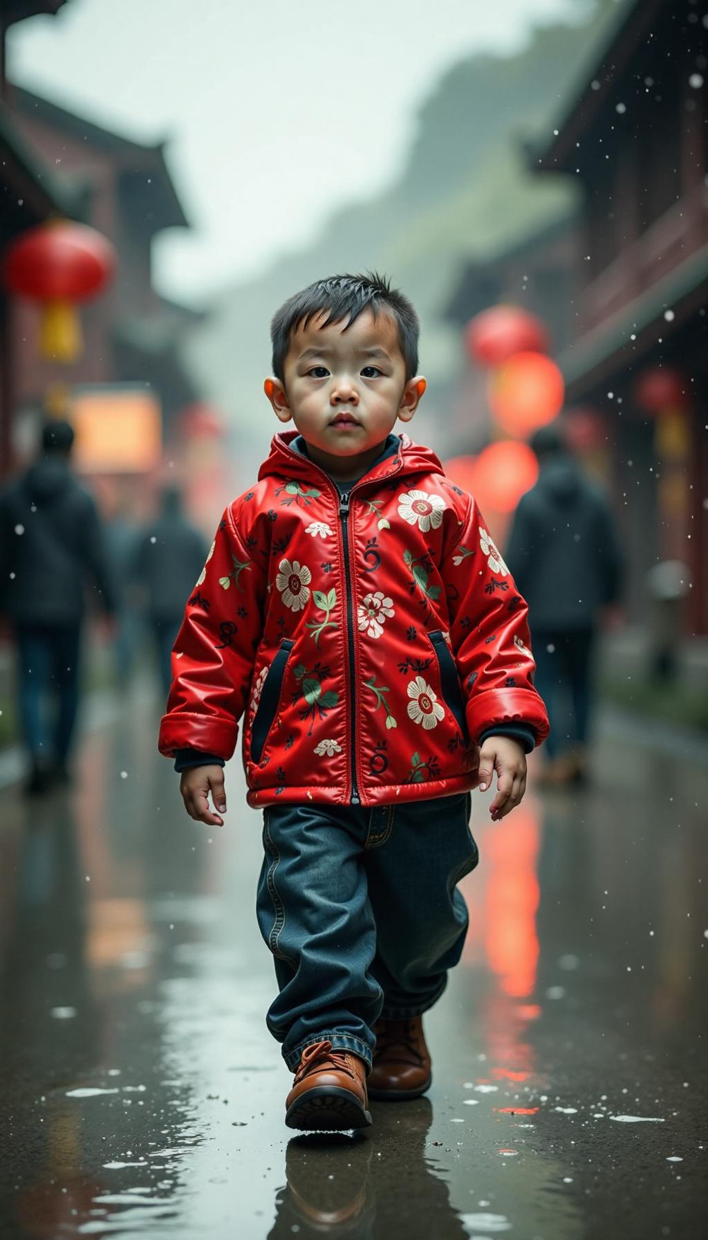 这起事件发生在山东青岛，一名男童在雨中迷路，令人十分揪心。幸运的是，一位好心男子