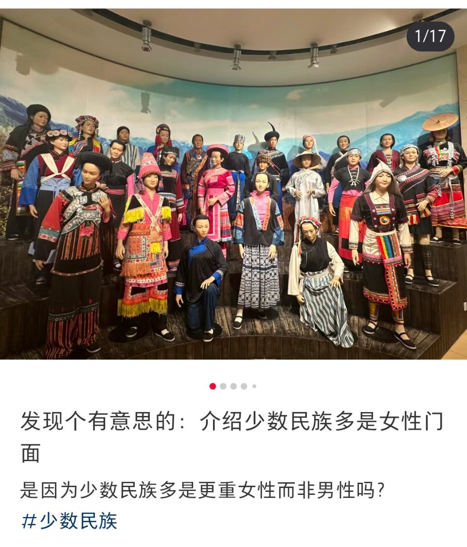 那倒不是，因为少数民族的女性服装更具观赏性，而他们服装注重实用性[汗] ​​​
