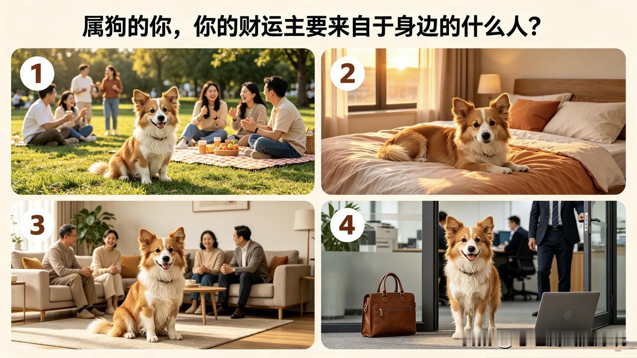 属狗的你，看过来！
看看你的财运主要来自于身边的什么人？
 
别着急划走，真的很