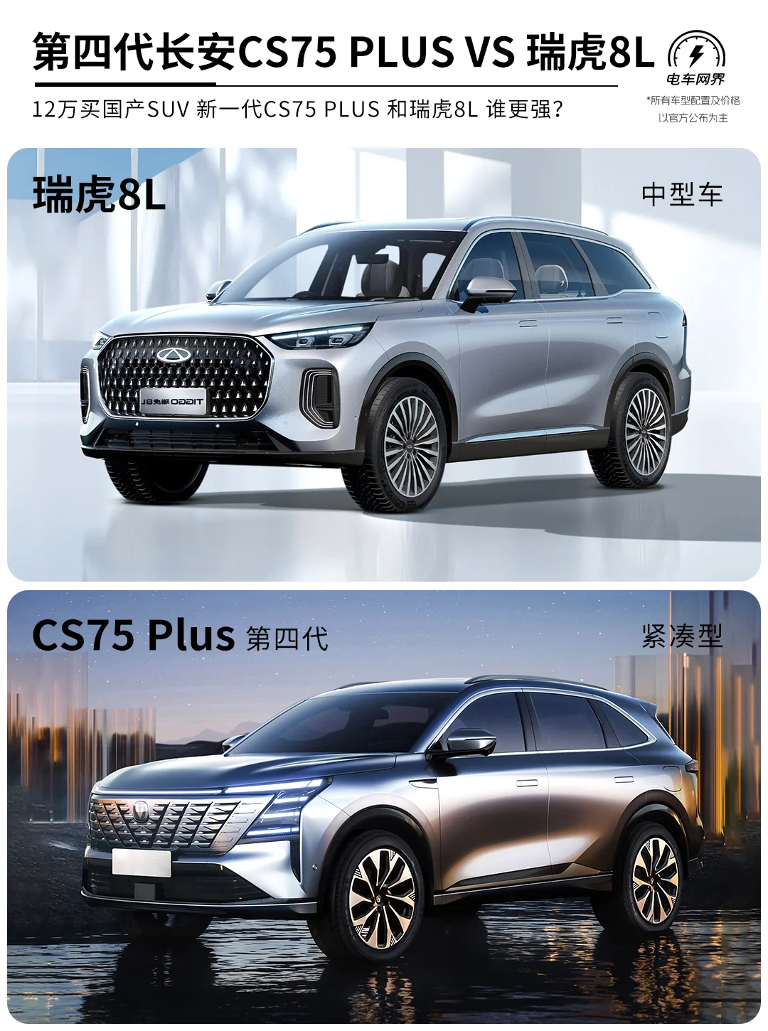 第四代长安CS75 PLUS 对比 瑞虎8L