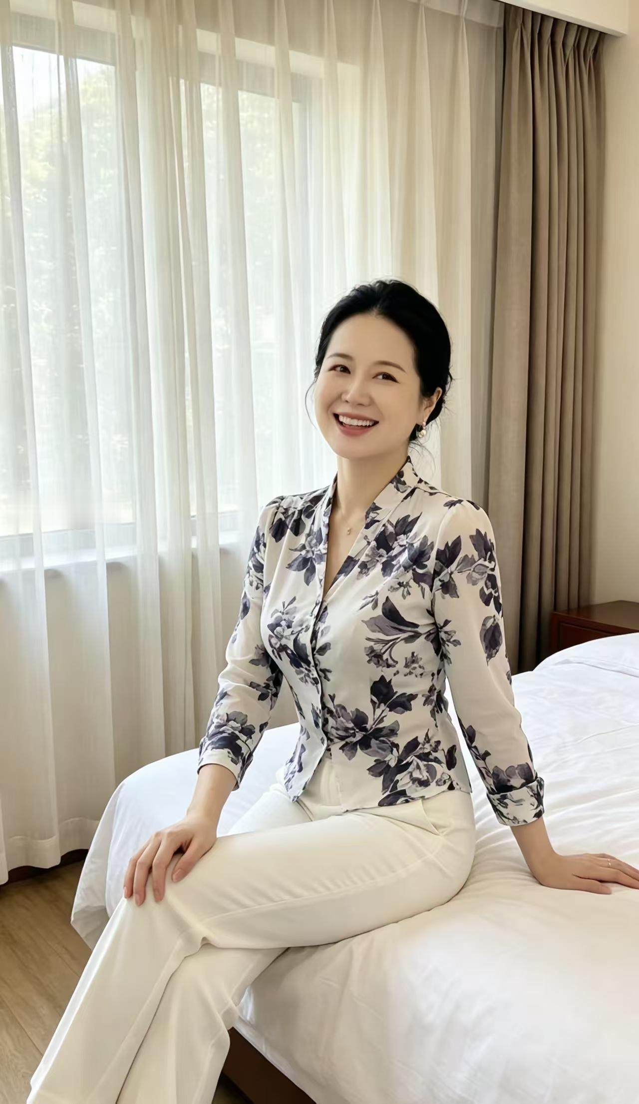 殿前欢·半百风华
岁如酒，
半生淬炼韵长留。
素衫雅扮风姿秀，
淡弃娇柔。
眉藏