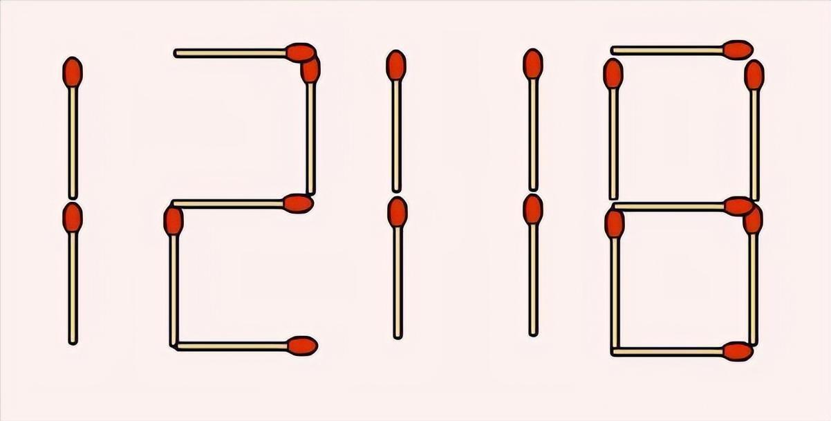 这是由火柴摆出的数字12218”，现在请你想想，只允许**精准移动恰好2根火柴*