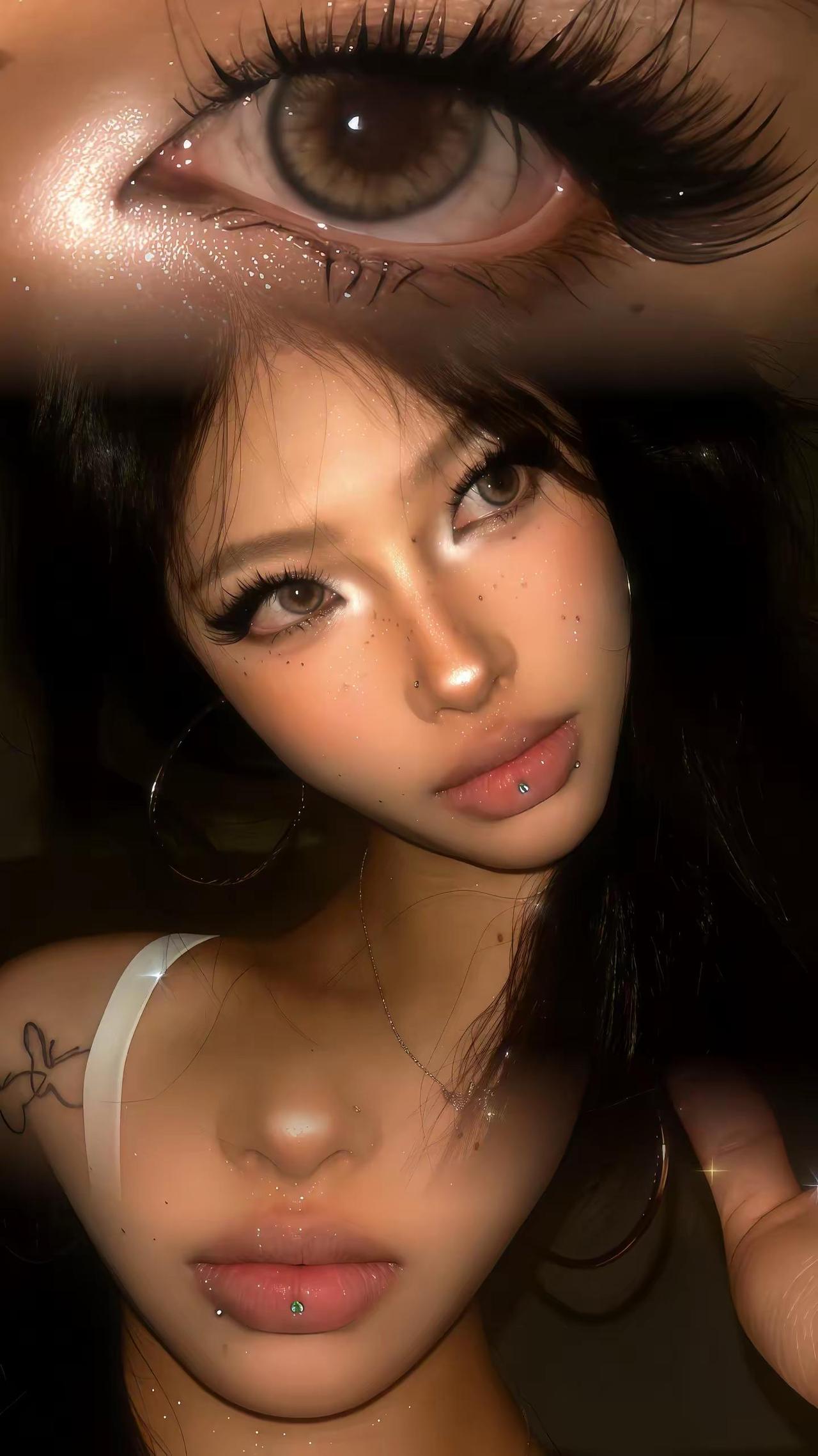 这抹黑 是午夜的天鹅绒幕布。黄黑皮 亚裔妆  亚裔混血妆 轻混血