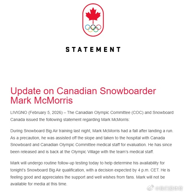 冬奥会 加拿大奥委会（COC）和加拿大单板滑雪协会就马克·麦克莫里斯发布如下声明