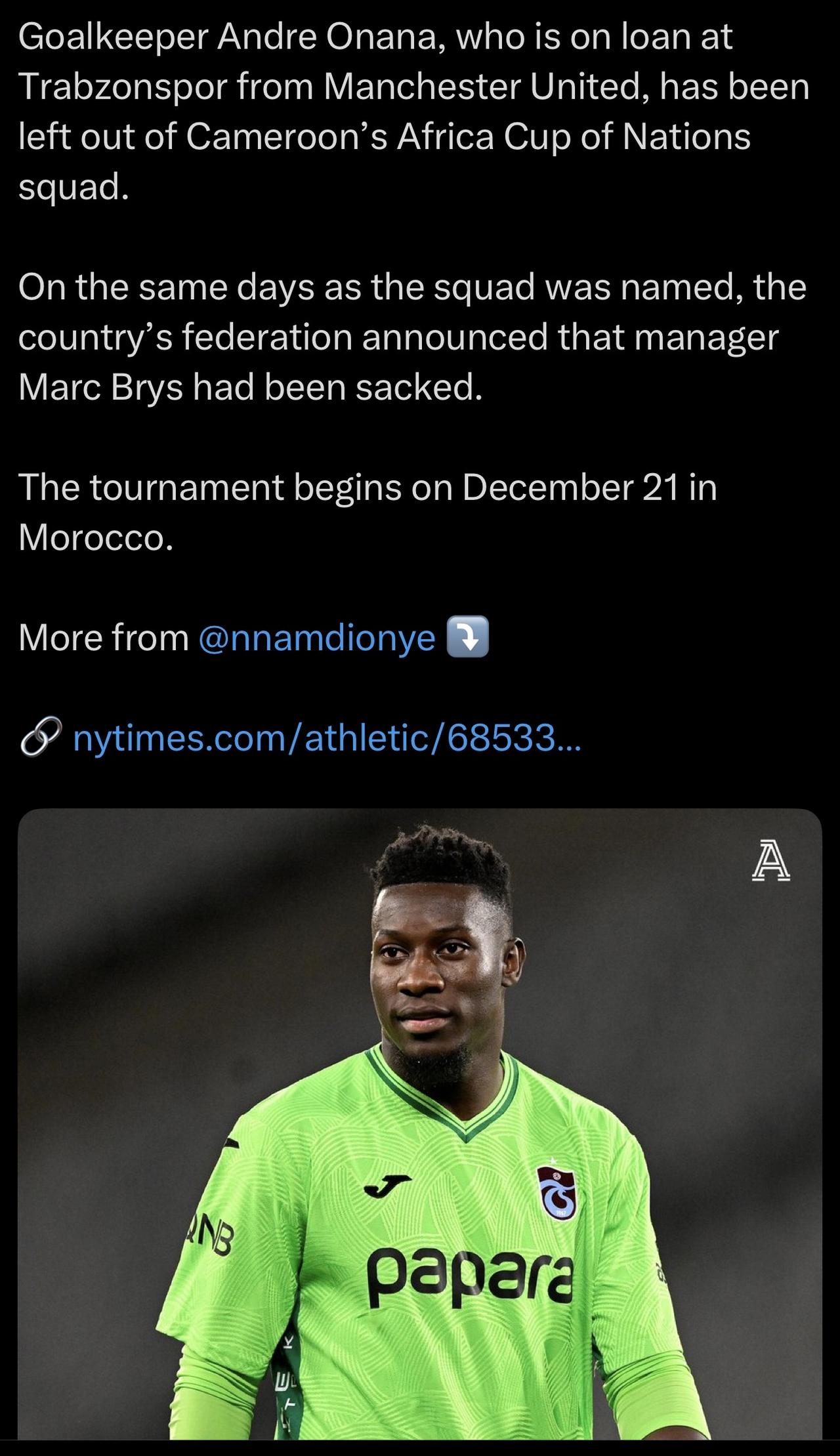 伟大的奥纳纳竟然没入选国家队？
一定是哪里搞错了，一定是[憨笑][憨笑][憨笑]