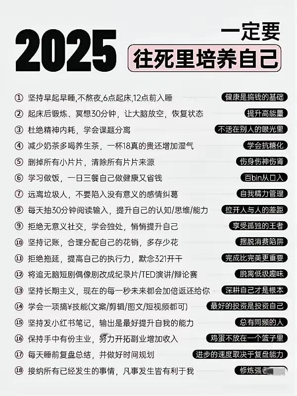 朋友们，2024 马上余额不足啦！新的年即将来临，看到朋友列的 2025 计划，