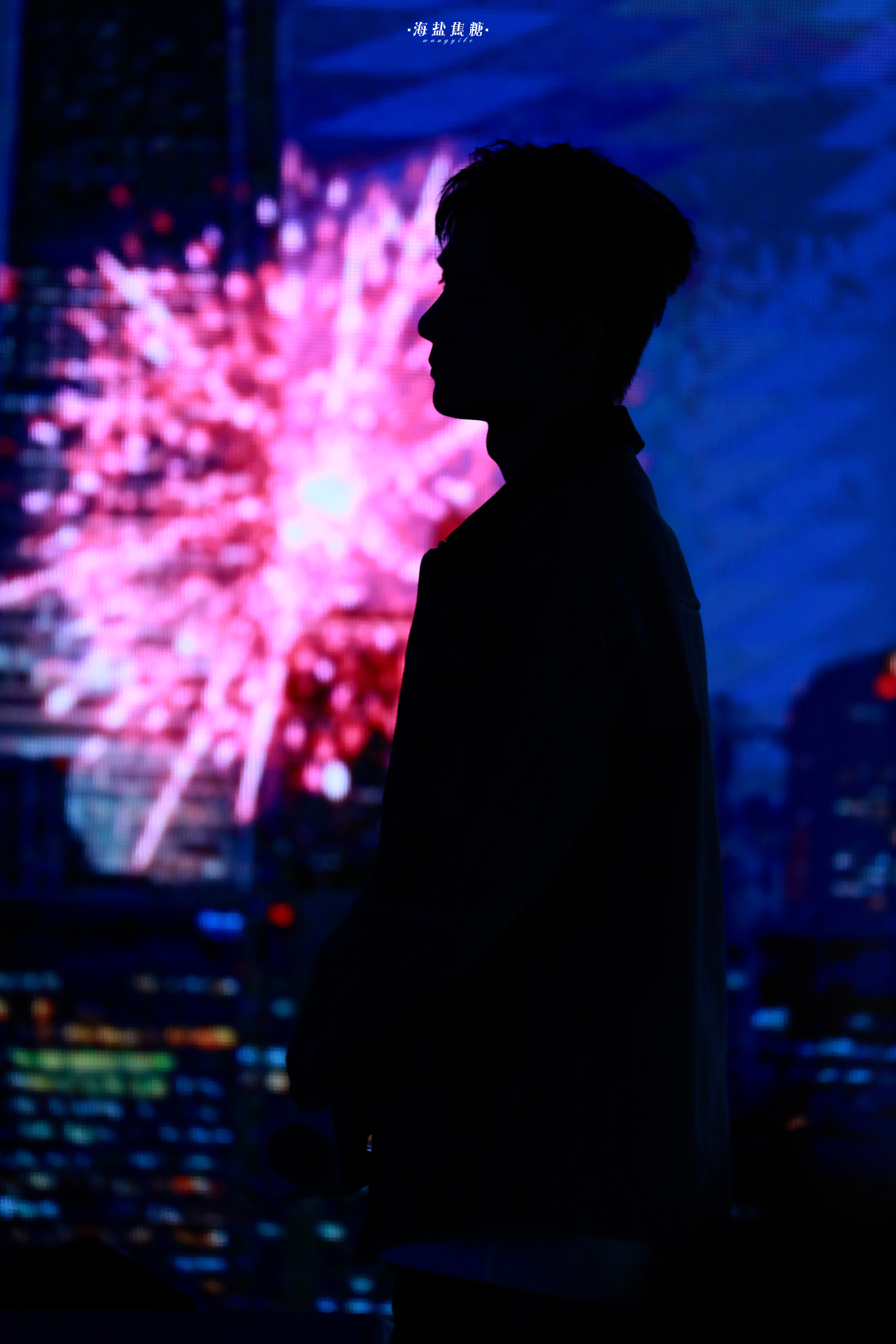 《嘉人》又送上一张王一博剪影大片✨上周乐高预告也是同款氛围感，流畅优美的侧颜轮廓