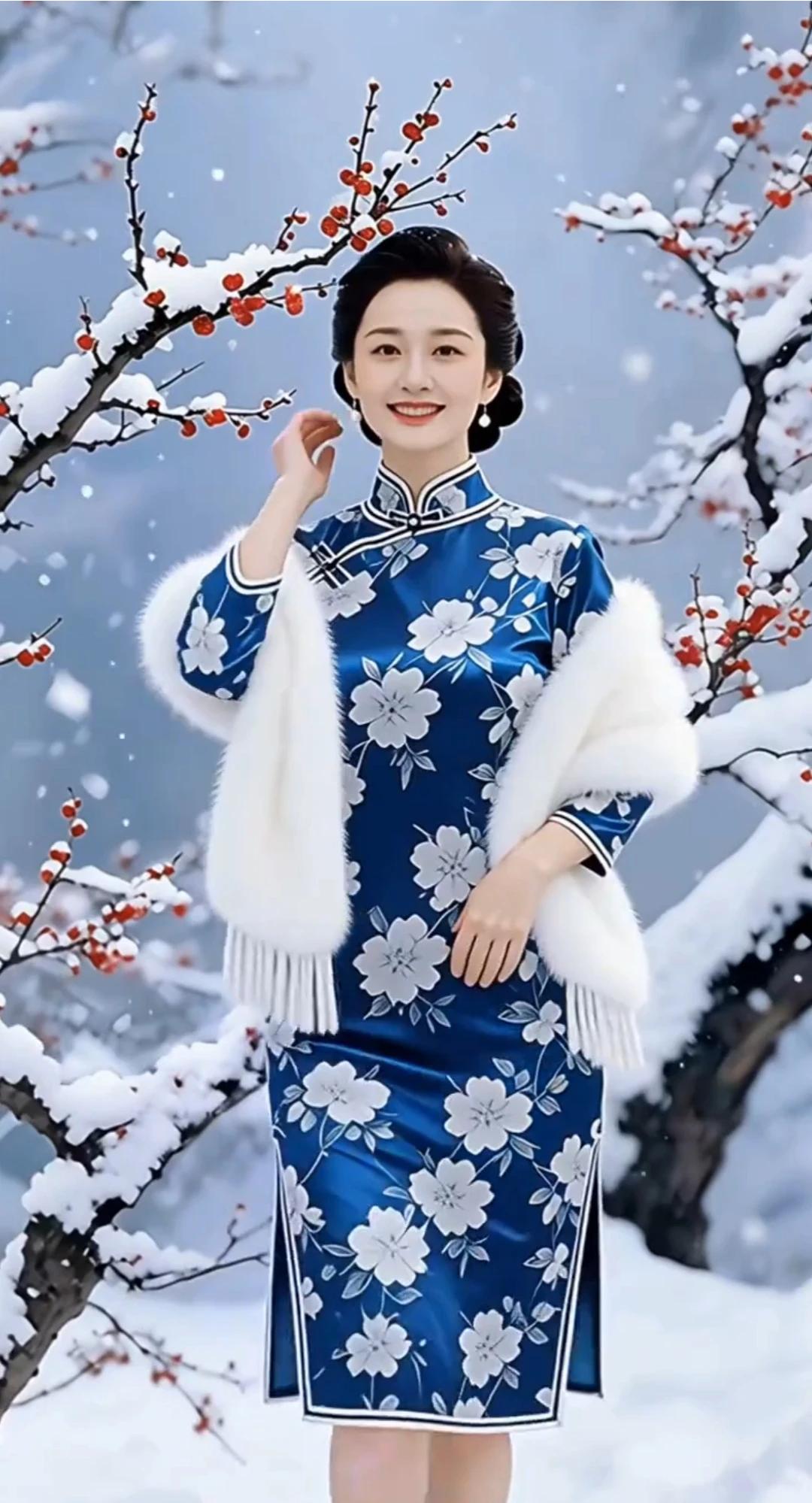 上联：金叶摇风秋满径
下联：琼花飘落地铺银