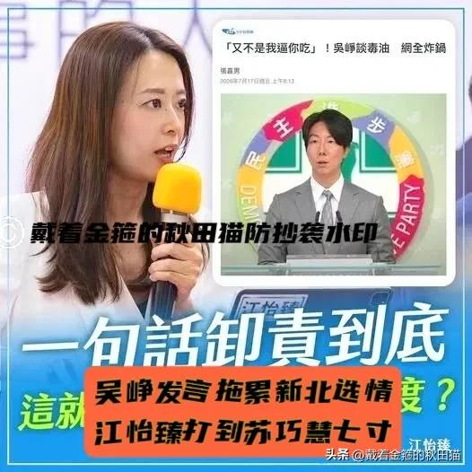 吴峥无脑发言拖累新北选情！江怡臻借机猛打苏巧慧七寸：绿营当局这态度，你能挺得下去