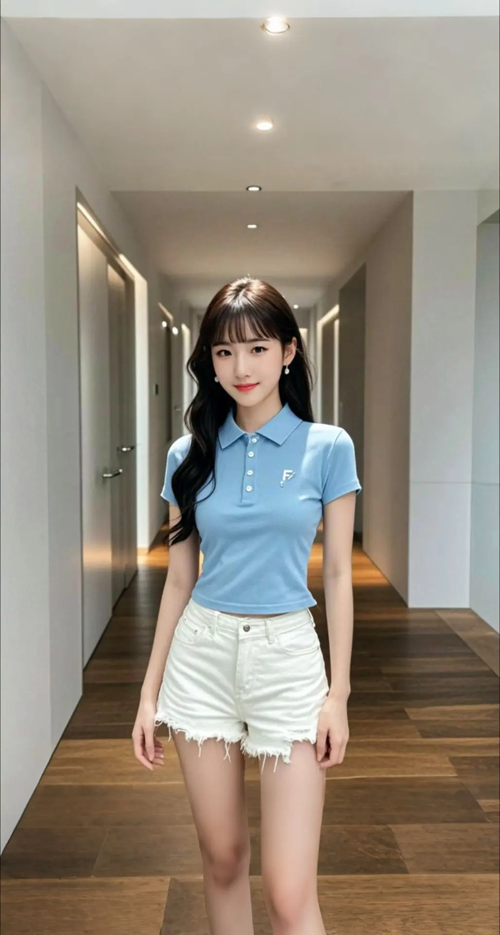 AI扩图 AI蓝衫倩影