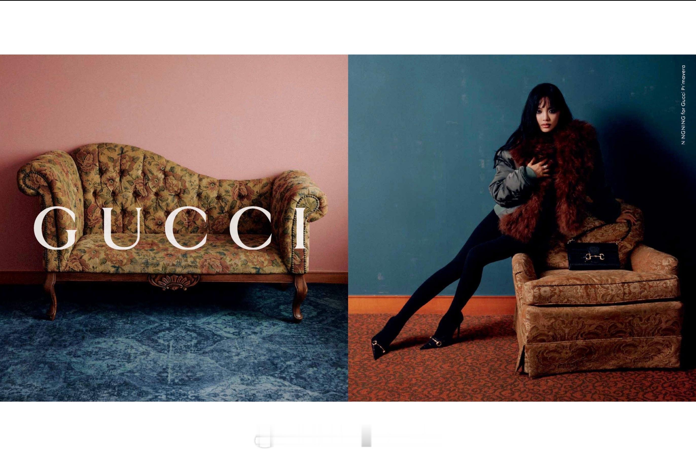 宁艺卓的Gucci秋冬全球广告在香港Vogue9月刊投放！第二组造型来咯时尚灵感