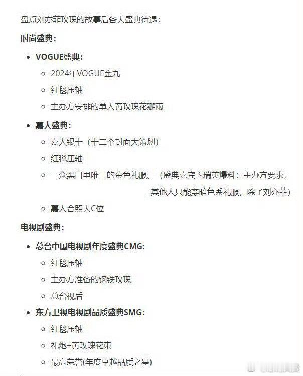 刘亦菲玫瑰的故事后各大盛典待遇刘亦菲玫瑰的故事播出后待遇 刘亦菲玫瑰的故事播出后