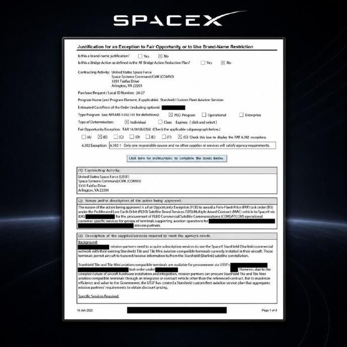 美国太空军在8月25日公开了一笔7月和 SpaceX 签署的新任务订单。

表面