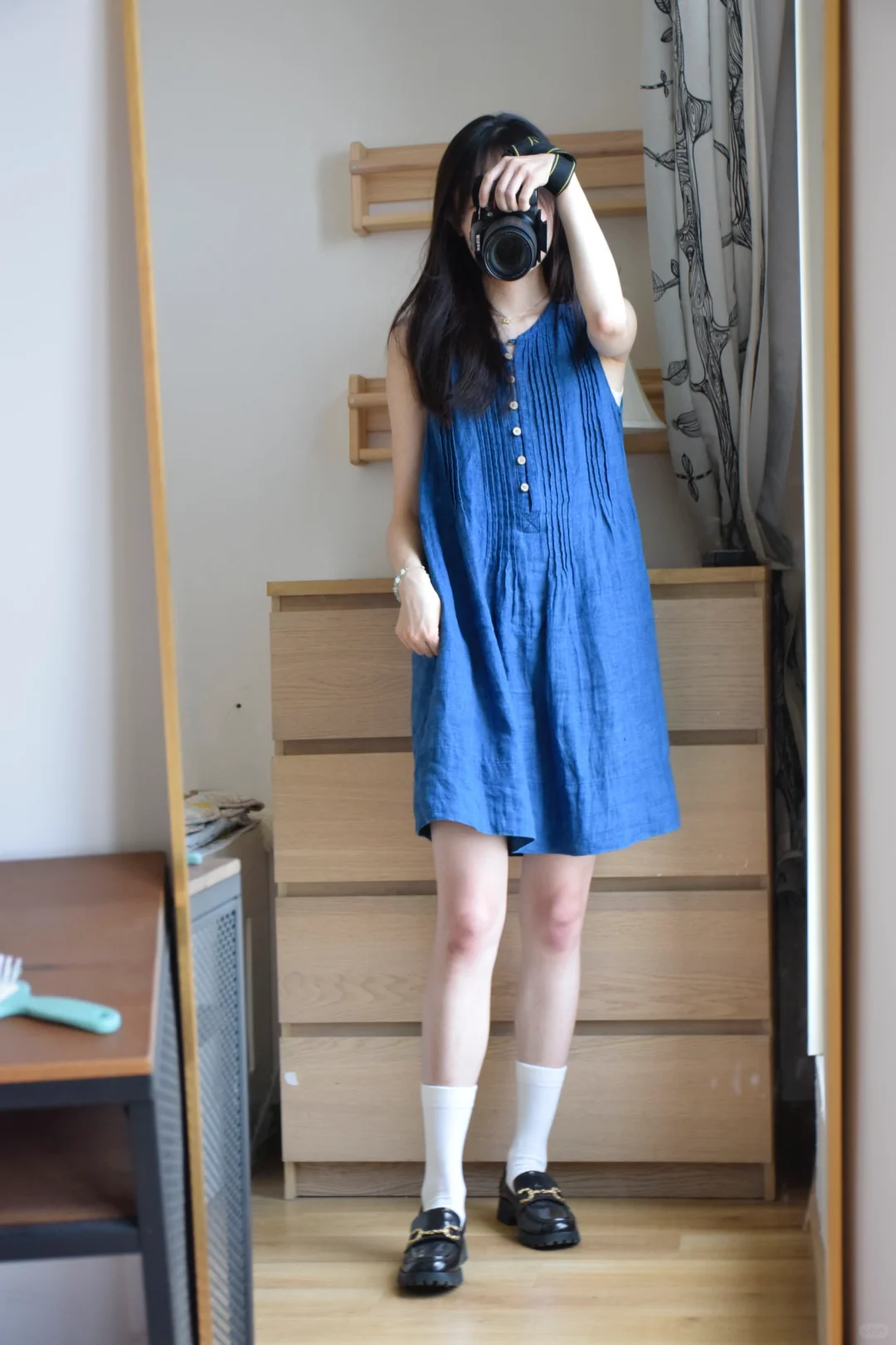 用靛青亚麻背心裙降温🧊 盛夏方知好