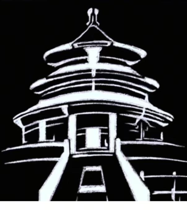 〔看图猜字〕
图中画面太美啦；
好像是个古建筑；
画面隐藏八个字；
仔细琢磨多分