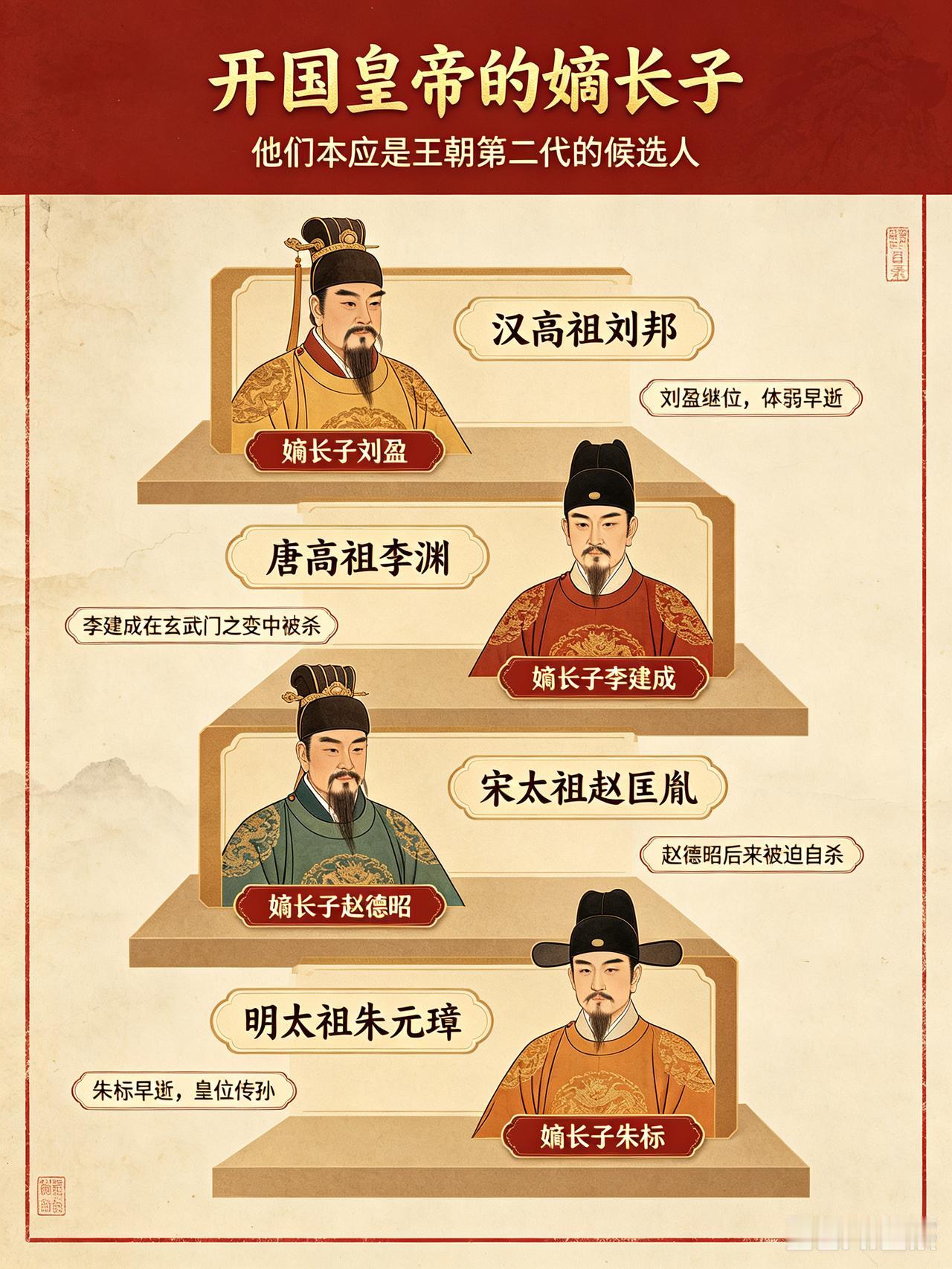 被诅咒的历史:     很难继位的大一统开国皇帝嫡长子。

秦始皇的长子扶苏: 
