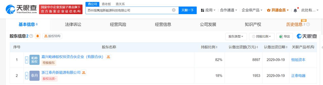 #上汽与正泰电器在苏州成立新能源科技公司# 注册资本约1.09亿
天眼查App显