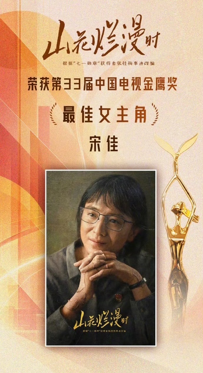 宋佳获得电视剧视后大满贯 恭喜宋佳已经集齐白玉兰 飞天 金鹰三大视后[流鼻血] 