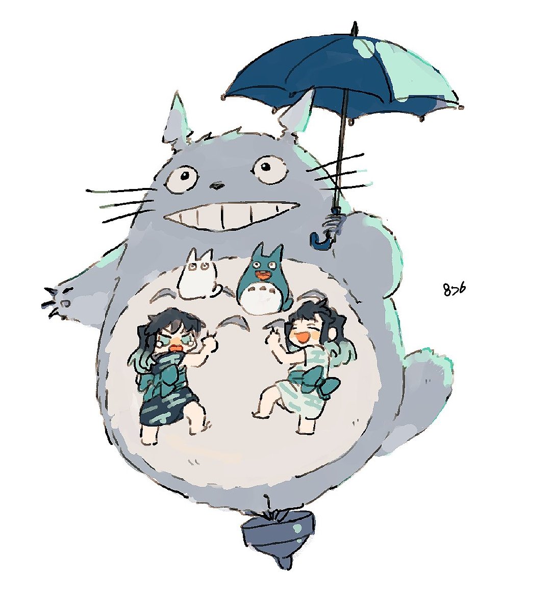 #鬼灭之刃# 当鬼灭之刃遇见龙猫，突然治愈起来了 ​​​