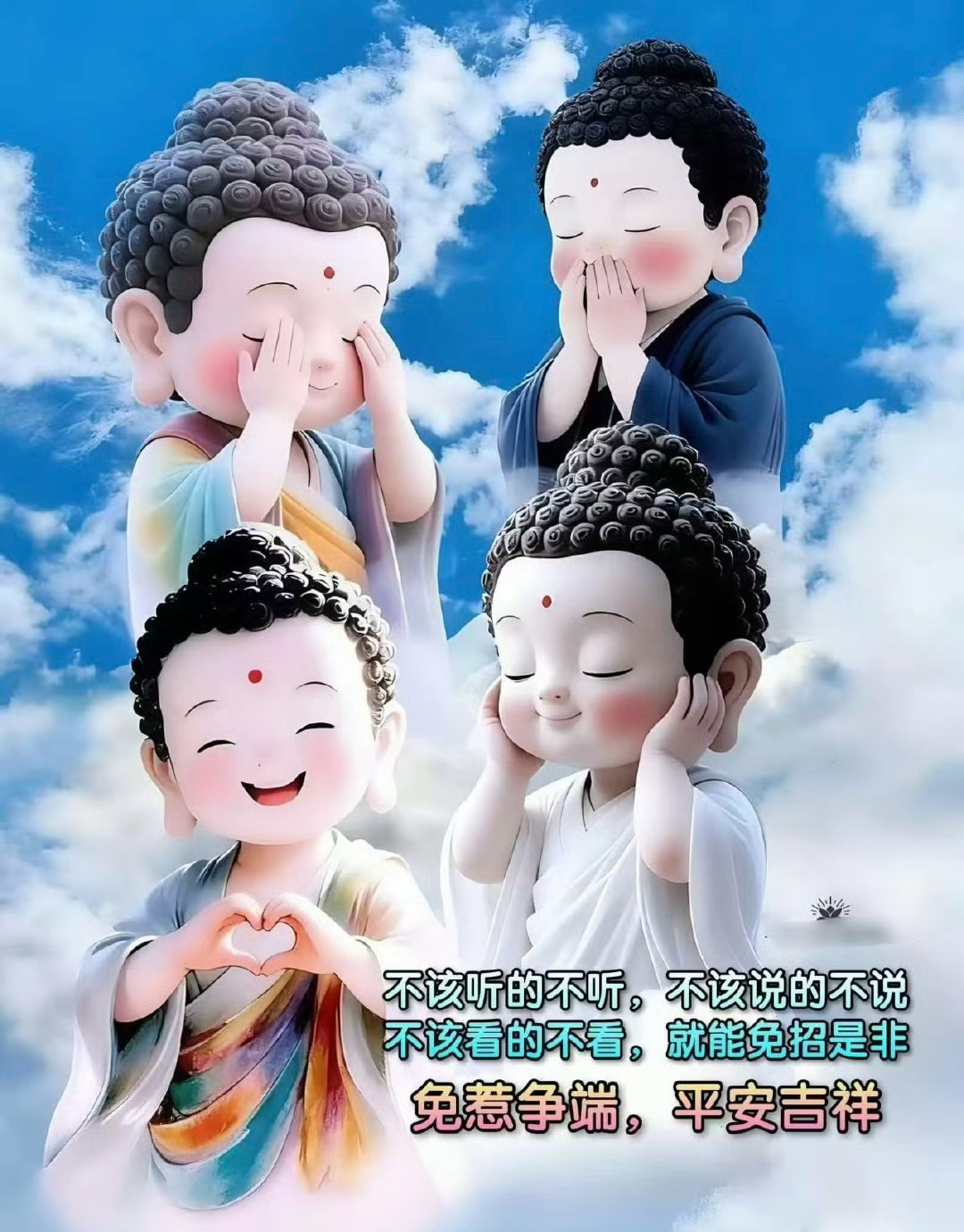 不该听的不听，不该说的不说不该看的不看，就能免招是非免惹争端，平安吉祥 ​​​。