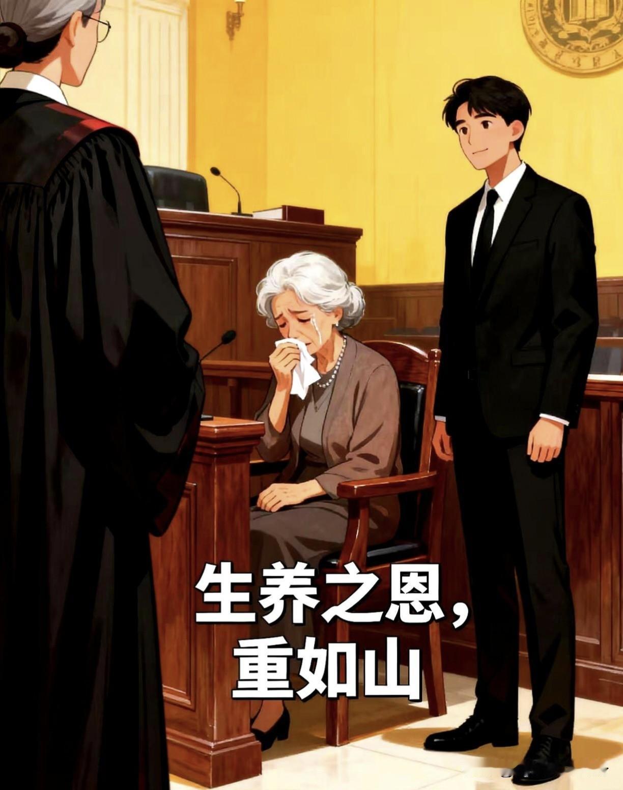 法庭上最扎心的一幕：儿子一句扯平，瞬间撕碎二十年养育情
 
法庭上，儿子对母亲说