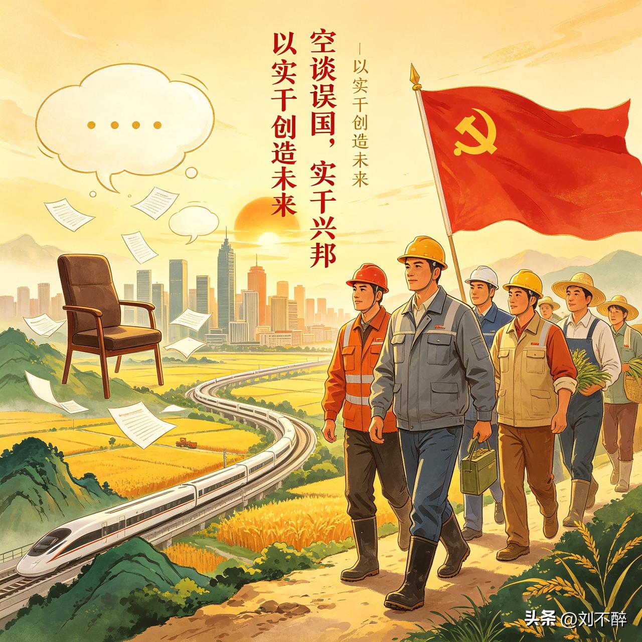 “空谈误国，实干兴邦”。
“国家兴旺，从来不是靠嘴上雄辩，而是靠脚踏实地的实干。