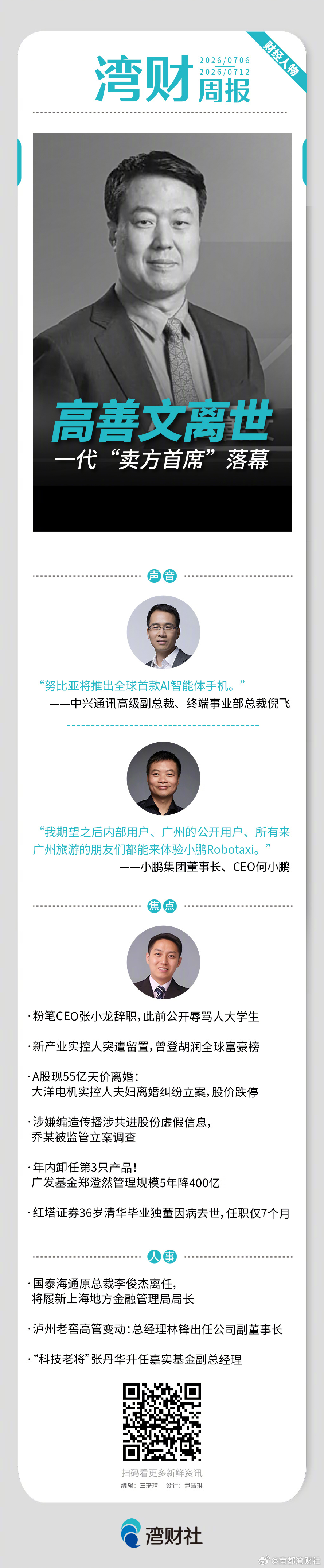 #湾财周报# 上周哪些财经人物值得关注？请戳↓↓ 