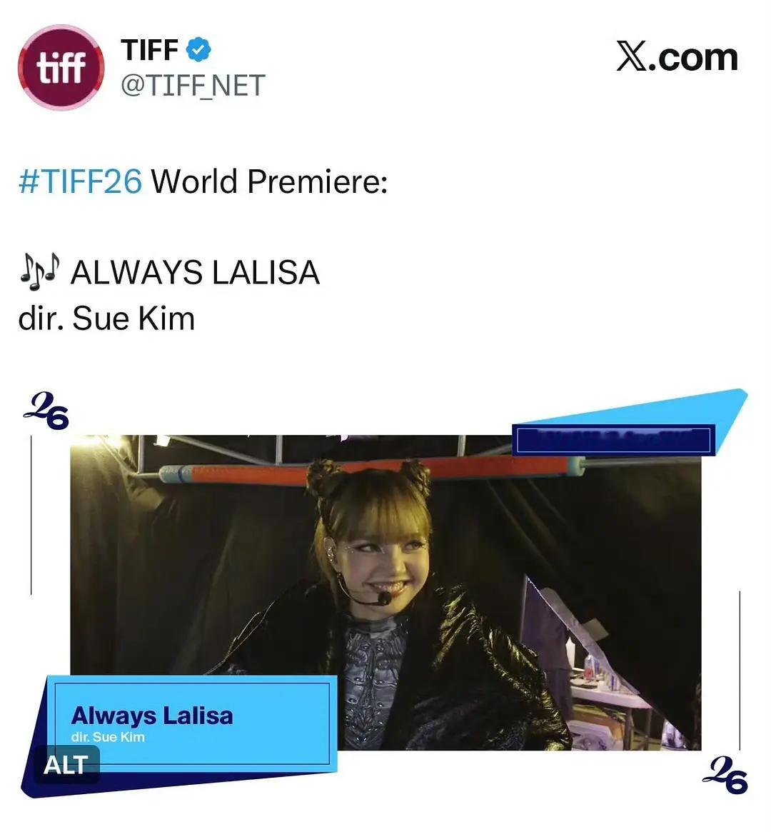 Lisa个人纪录片『Always Lalisa』将在2026年多伦多国际电影节首