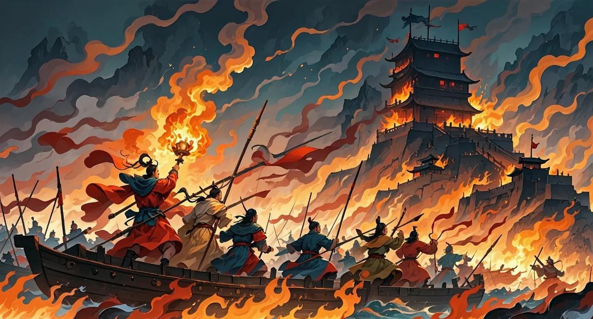 上联:赵云截江夺阿斗，
下联:周瑜借风烧赤壁。