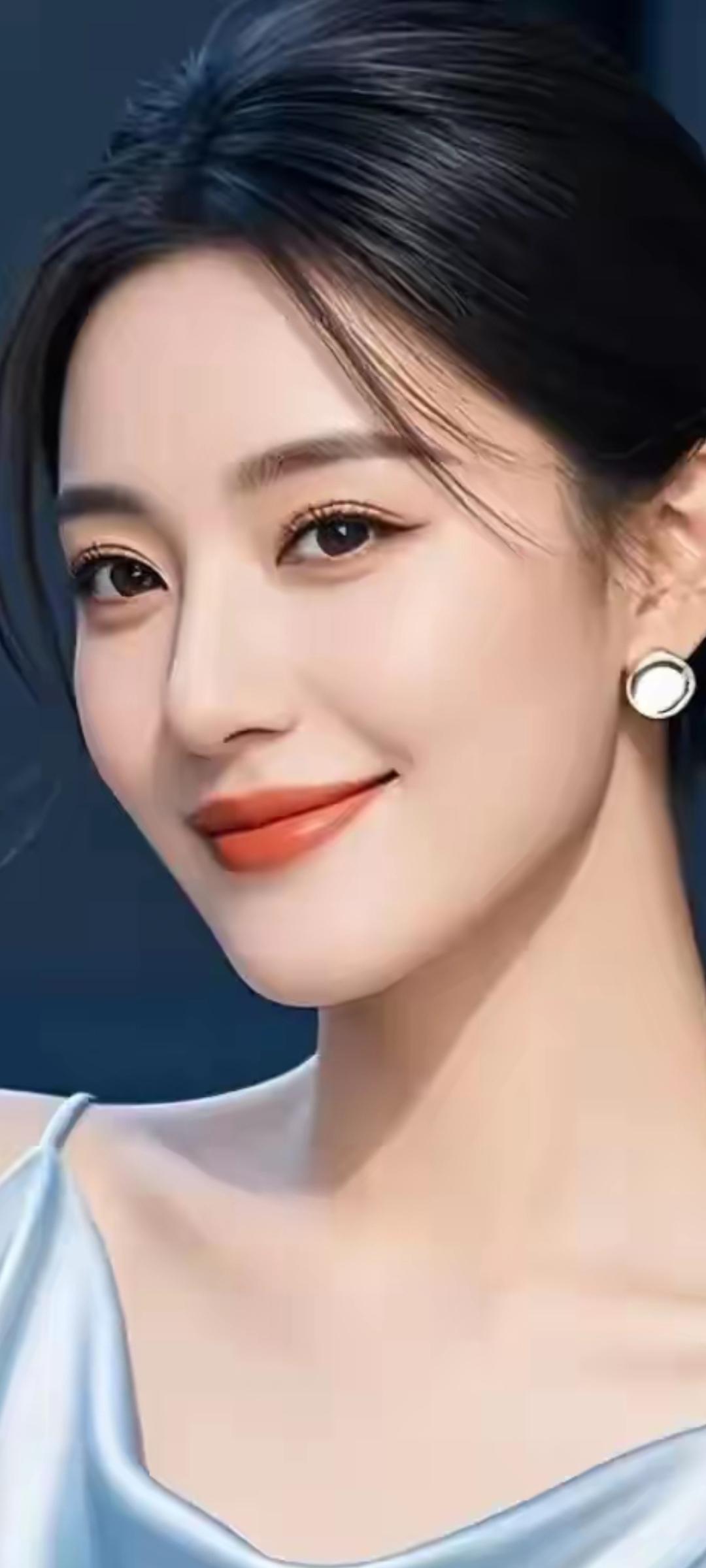 优雅气质，温柔微笑，时尚耳环点缀，完美妆容，散发迷人魅力。