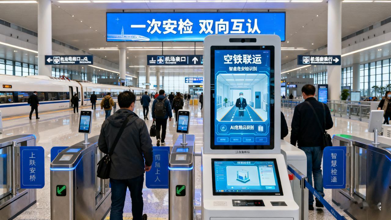 全国首条“空铁联运”智慧安检通道启用 旅客通关效率提升60%
 
“不用重复安检
