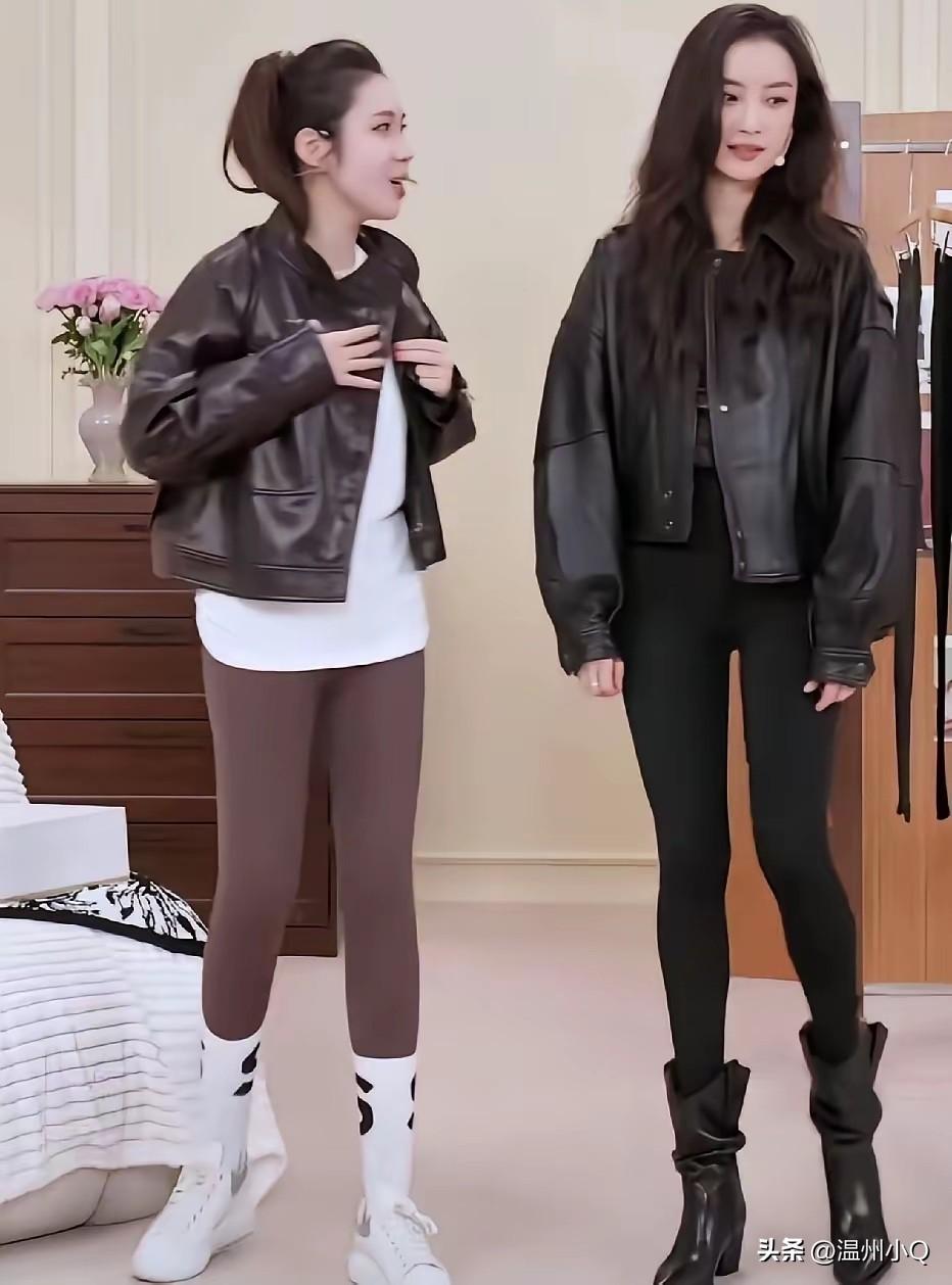 明星的超细腿也不是万能的，你看看倪妮的腿还不如旁边的素人，素人穿打底裤更让人有购