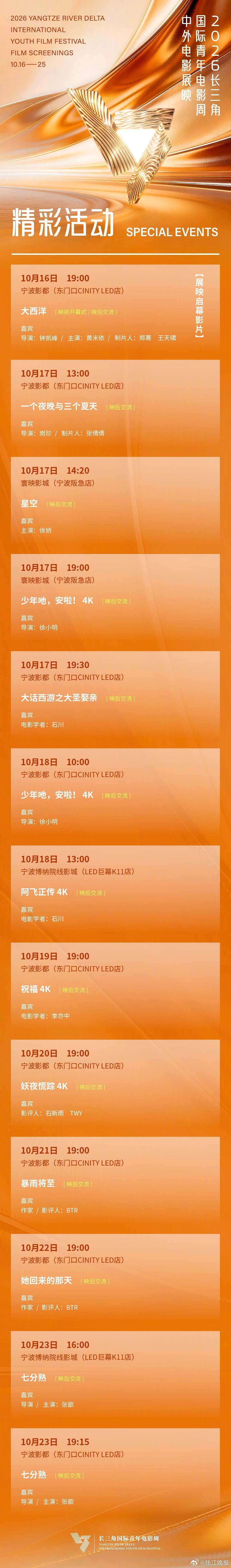 #长三角影迷们的电影盛宴# 【40部影片怎么挑？2026长三角青影周展映排片表来