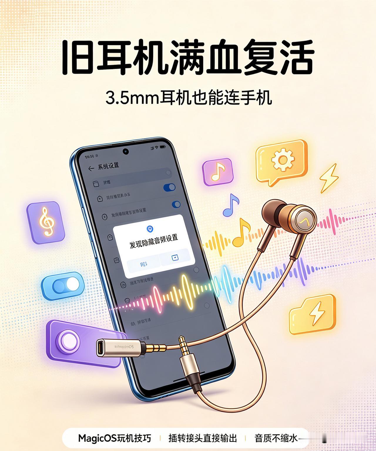 谁懂啊，翻出家里压箱底的旧3.5mm耳机，居然直接在荣耀手机上用通了🎧

之前