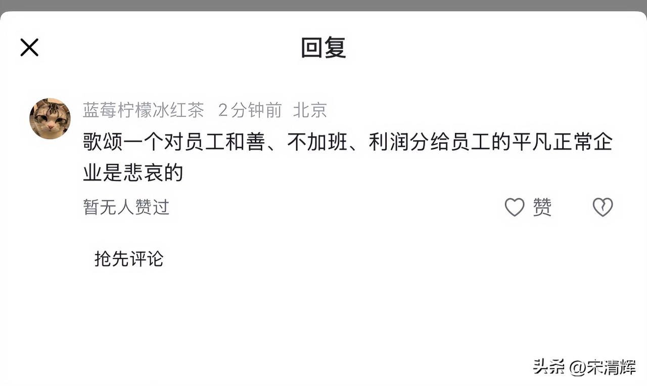 歌颂一个对员工和善、不加班、利润分给员工的平凡正常企业是悲哀的。