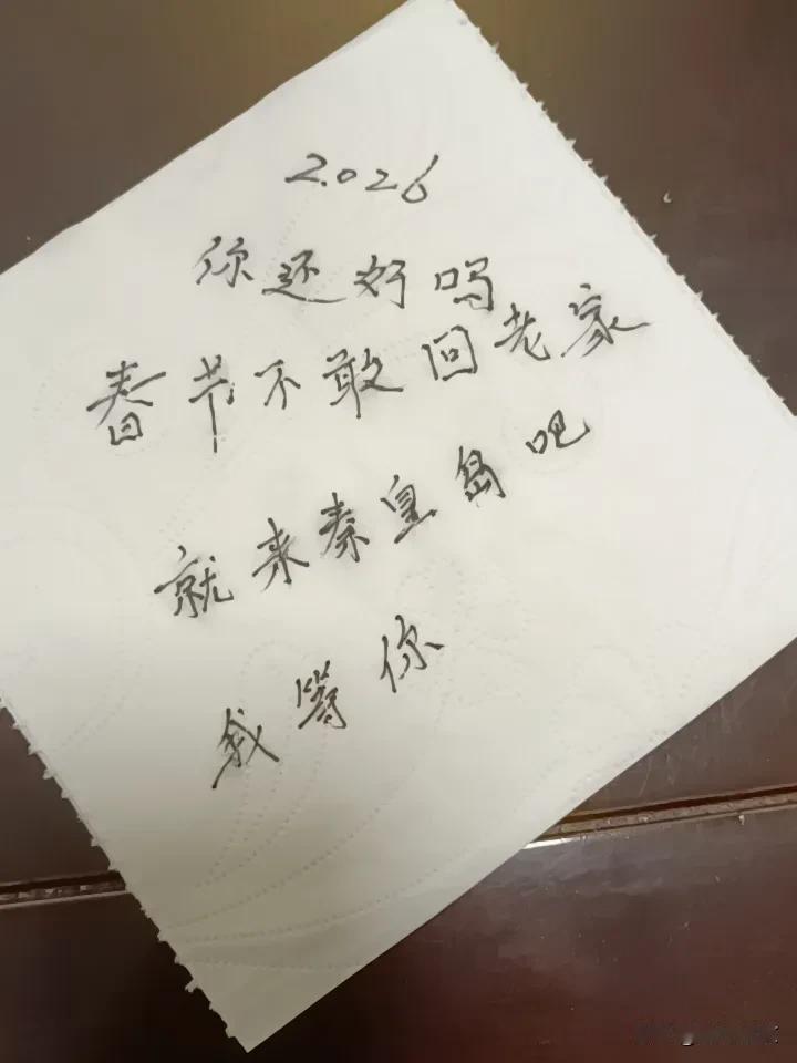 2026
你还好吗？
春节不敢回老家
就来秦皇岛吧
我等你[大笑][大笑][大笑