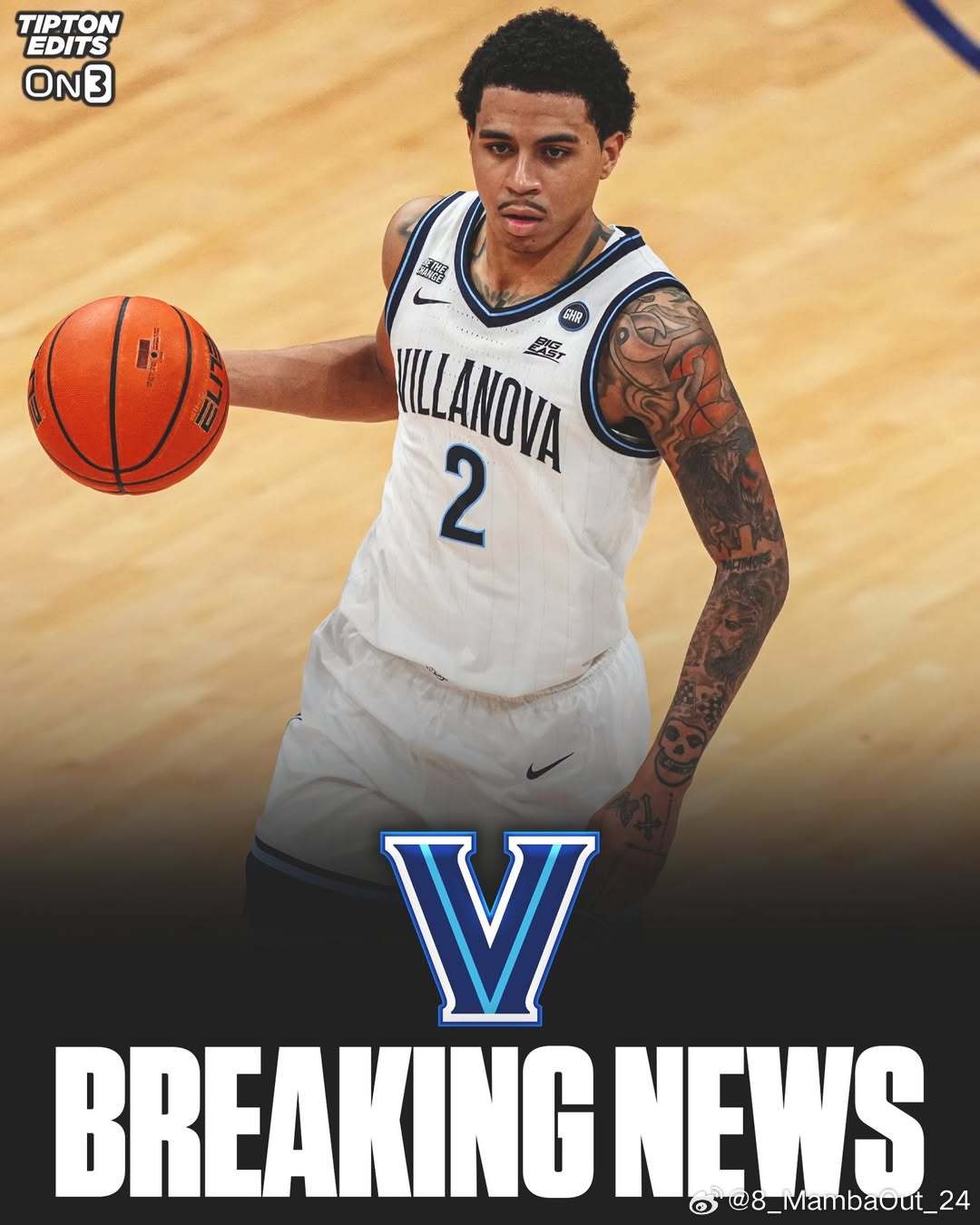 维拉诺瓦大学后卫布莱斯·林赛(Bryce Lindsay)将进入转学窗口这位身高