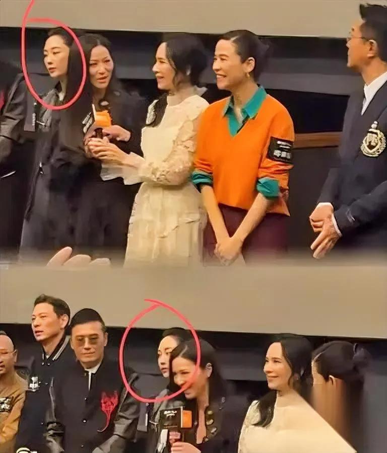 古天乐鞠躬像打卡机，她却插兜冻场子。

我回放三遍，发现猫腻不在礼貌，而在“圈子