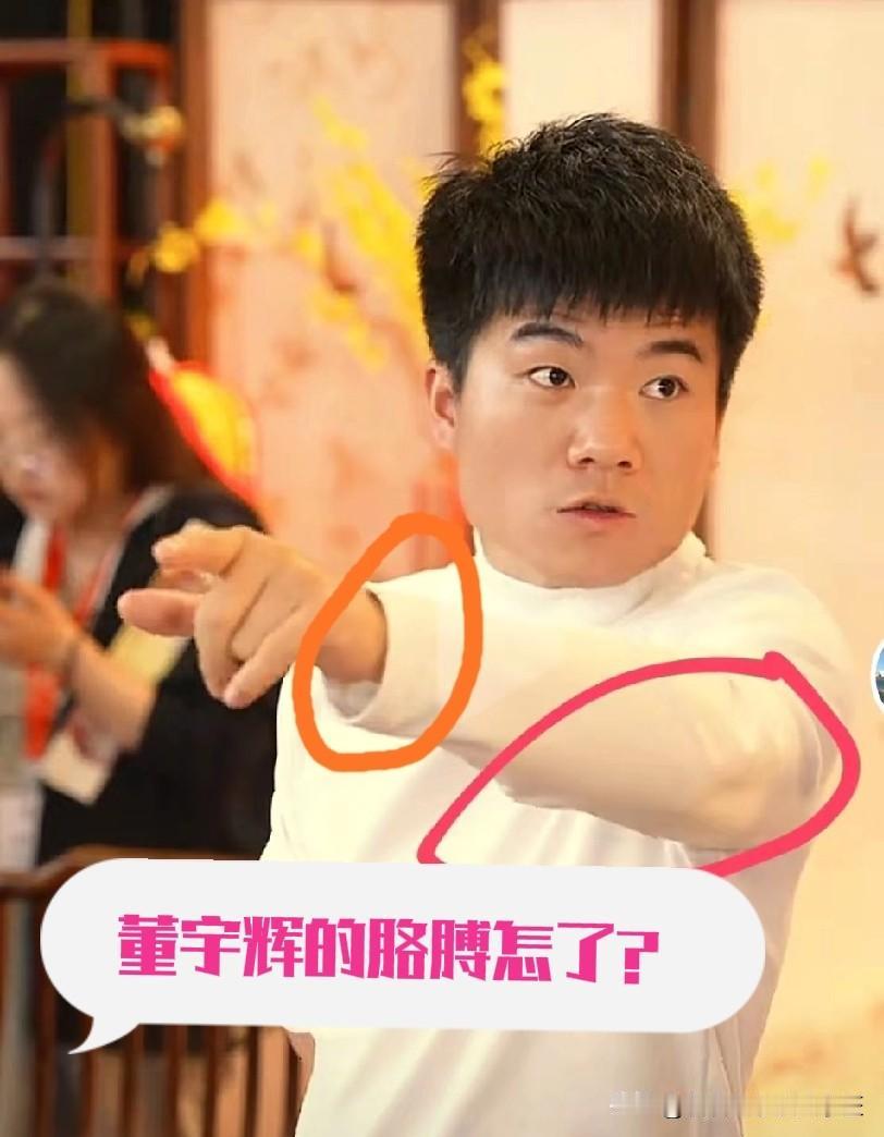 还是网友的观察能力强，发现董宇辉手破了，胳膊似乎有点不对劲。
这已经董宇辉不是第