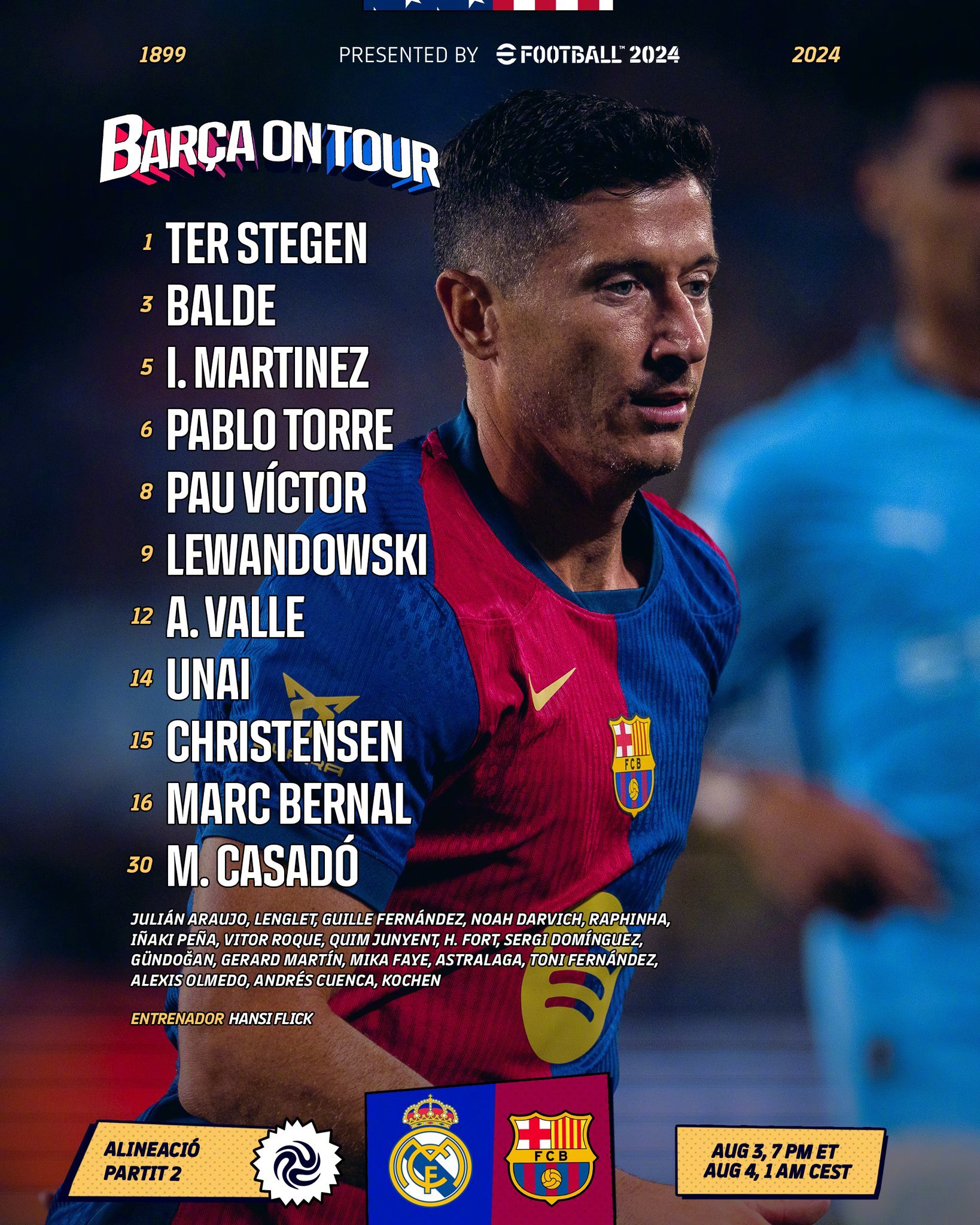 季前赛国家德比首发阵容#巴萨# ​​​