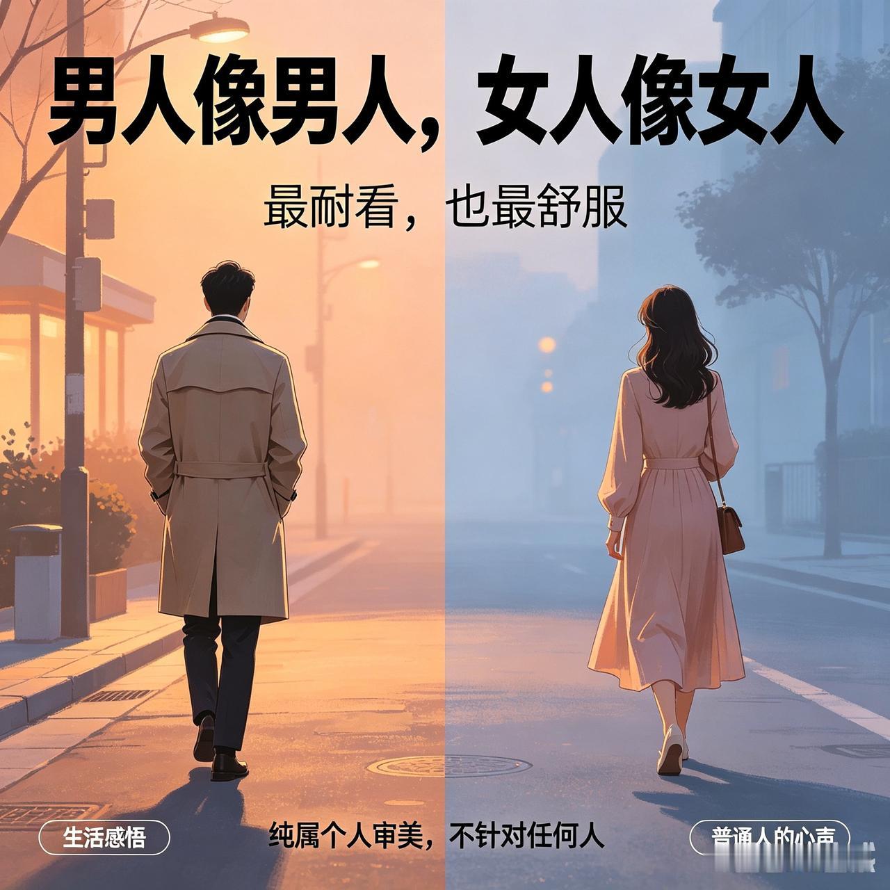 个人真实观感：男女穿搭错位，真的越看越别扭

纯属个人审美，不评判任何人，也不针