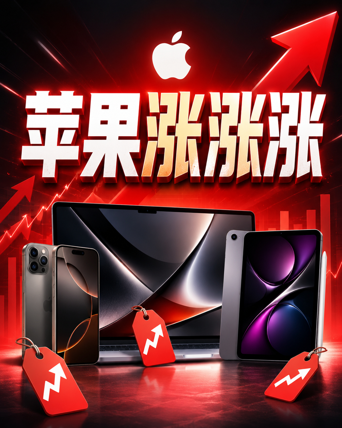 苹果涨涨涨 以前大家纠结的是买不买，现在变成了早知道早点买。iPad涨800-1