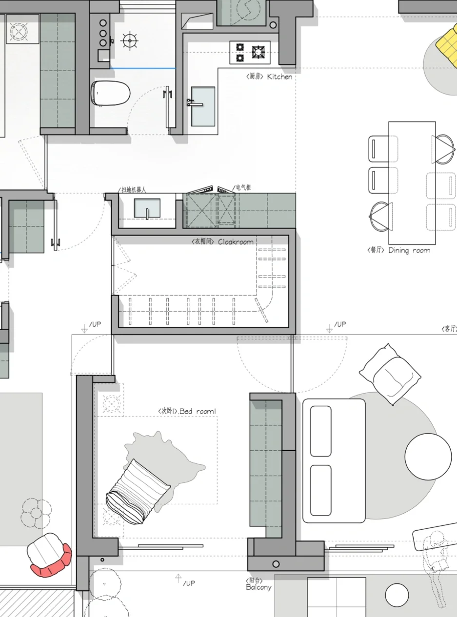 一个户型四版方案，想做洄游动线，码住喽！