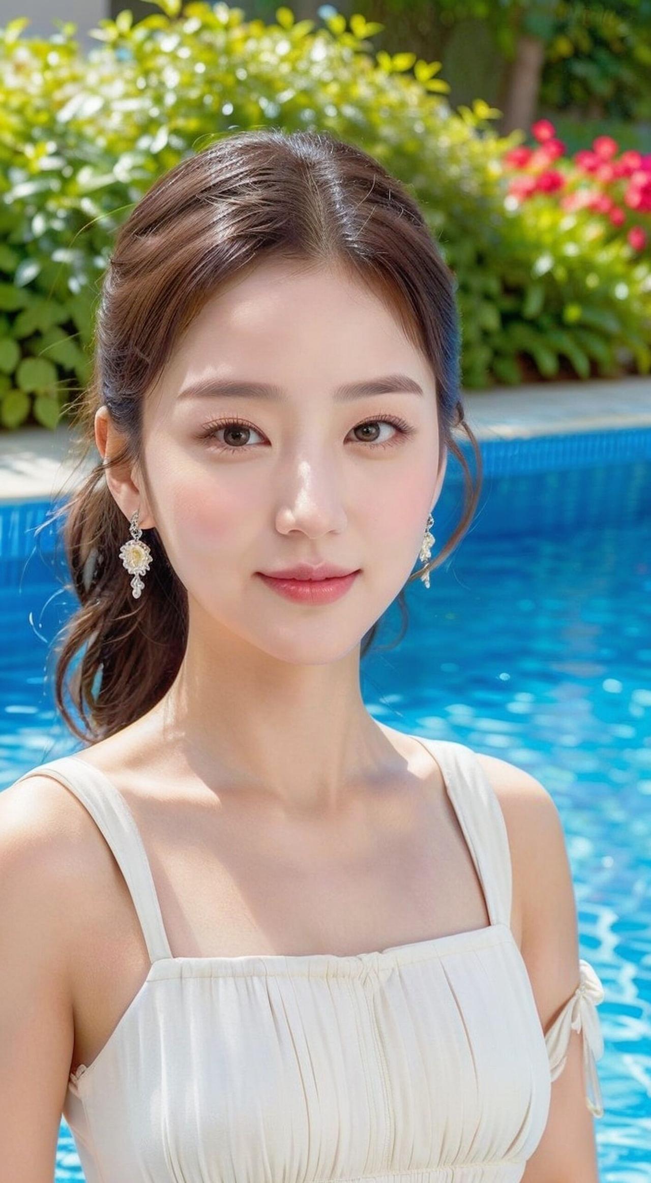 泳装穿搭 美女泳装写真 泳池穿搭 美女泳池写真