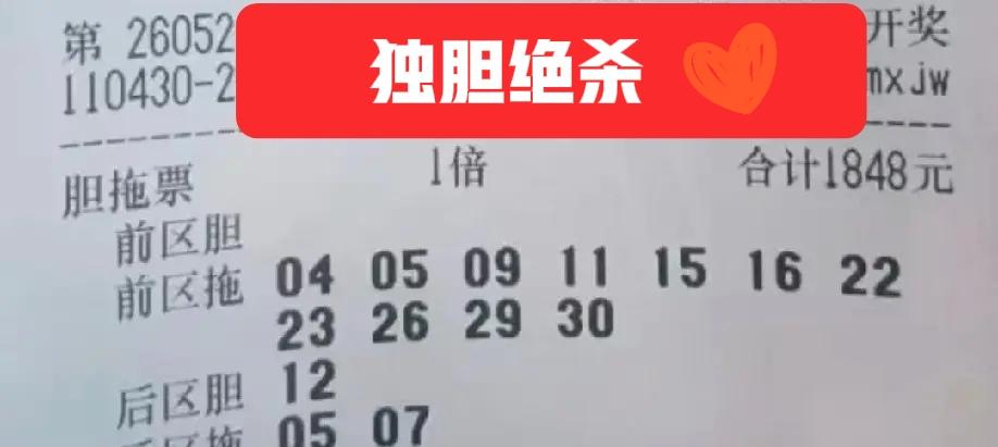 后区独胆绝杀，目前后区已经绝杀4个号，分别是5-6-7-12，仅剩8个号码啦，哈