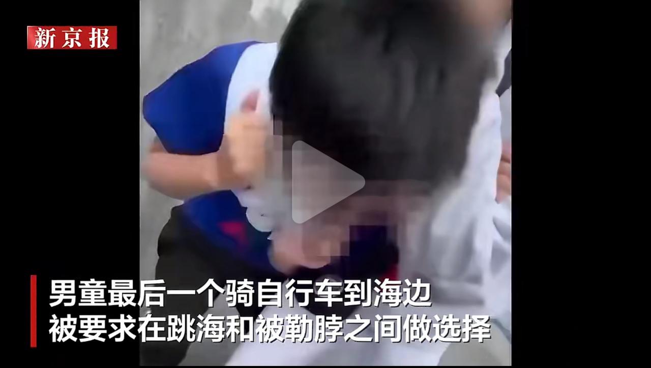 日本海边这段霸凌视频，看得人拳头都硬了！一个小学生被七个孩子堵在海边，逼着选要么